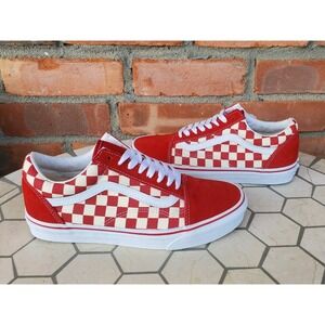 New Men Sz 8 VANS Old Skool Red Checkerboard Primary Checkered Men OG 2021